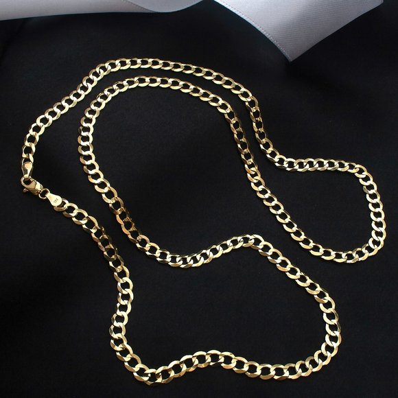 Real 10K Solid Gold Diamond Cut Cuban Curb Chain 20" Stamped 10K - Picture 1 of 5